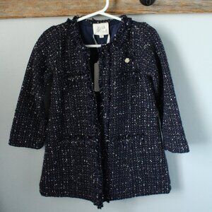 Le Chic Size 3/4 Girls Navy Tweed Coat